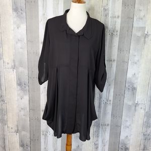 Joseph Ribkoff Size 16 Black Button Down Tunic Top